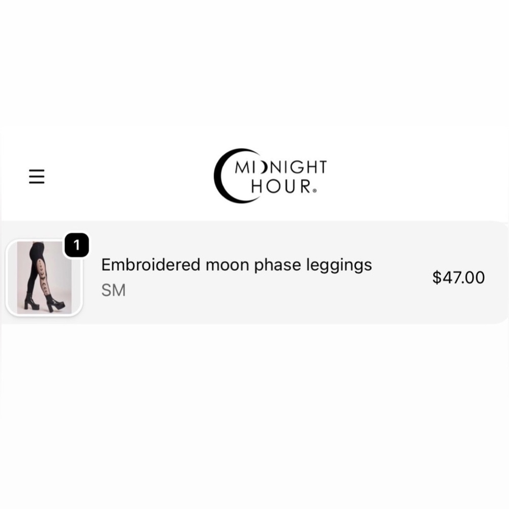 NWT NEW MIDNIGHT HOUR BLACK MOON PHASE MESH CUT OUT EMBROIDERED LEGGING SMALL - Picture 7 of 13